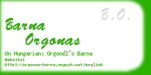 barna orgonas business card